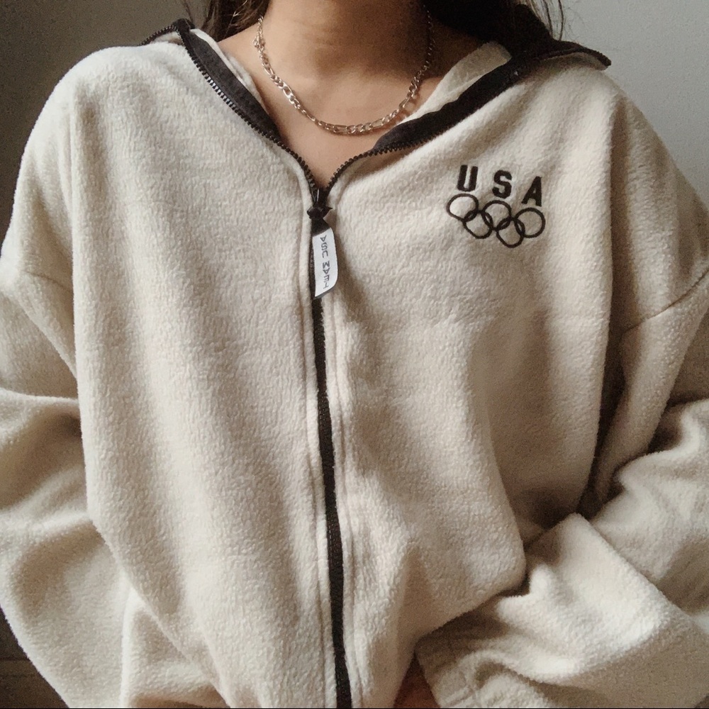 cozy sherpa cream usa olympics jacket ✰